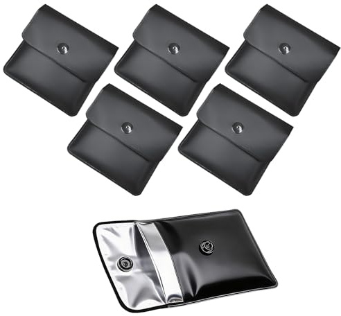 Juego de 5 cenicero de bolsillo, ceniceros portátiles de PVC ignífugo, bolsa antiolor, color negro