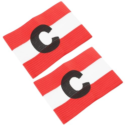 PACKOVE Brazalete de Capitán de Fútbol 2 Piezas, Banda Elástica de Nailon Rojo Antideslizante para Brazo, Accesorio Deportivo para Entrenamiento y Partidos de Equipos Juveniles y Adultos