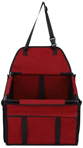 Huairdum Hundbilstol, 39x39x27 Cm Stor Kapacitet Vattentät, Hopfällbar Bärbar Husdjursbilstol för Resor, Avtagbar Tvättbar Hundbälte (Röd)