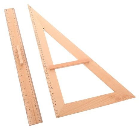 SHINEOFI Règle en Bois 50 Cm Double Échelle 2 Pièces Outil de Mesure pour Fournitures Scolaires et Étudiants
