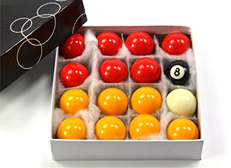 Kids Small 41mm Economy RED & YELLOW POOL Balls - 16 Ball Set – 1 5/8 Inch