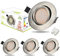 HiBay 4er Ultra Flach LED Einbaustrahler 230V Set Spots Einbauspots Warmweiß 3,5W Einbauleuchten Edelstahl Gebürstet Einbauleuchten 40°Schwenkbar