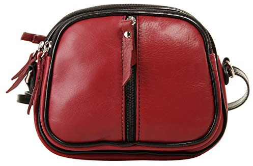 Cluty Umhängetasche Echt Leder Damen 020402 Made in Italy | kleine Abendtasche | elegante Partytasche mit 3 Fächern