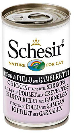 Schesir, Cibo Umido per Gatti Adulti Pollo Gamberetti, in Morbida Gelatina - (24 Lattine da 140g)