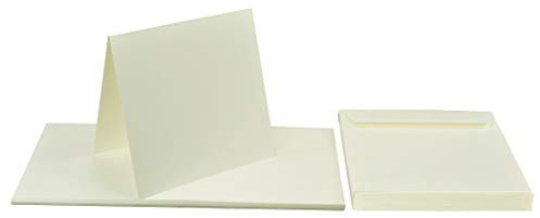 Netuno 50 Faltkarten mit Umschlag Klappkarten Creme blanko+ quadratische Briefumschläge Creme Kartenpaket Bastelset blanko Faltkarten + Umschläge quadratisch Karten Set mit Kuverts quadratisch