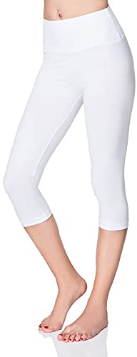 SOFTSAIL Leggings för kvinnor, 3/4-längd, capri, bomull, hög midja, beskurna med magkontroll, yogabyxor för kvinnor, damleggings för sport, träning, gym, träningskläder