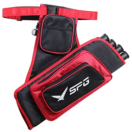 SOPOGER Archery Hip Quiver for Arrows - 3 or 4 Tube Bow Belt Quiver Waist Hanged for Youth Teens Adults Compound Bow Recurve Bow Target Shooting (Red(4 Tube))