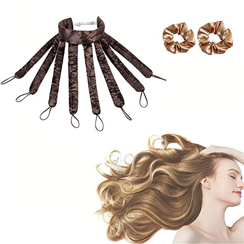 YGMXZL Ruban Bouclé Sans Chaleur,Poulpe Bigoudis Sans Chaleur Pour Cheveux longs,kit de coiffage pour femmes,DIY Magic Hair Waves Curls (marron)