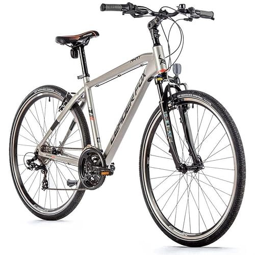 Leaderfox Leader Fox - Bicicleta de Trekking (28 Pulgadas, 21 velocidades, 48 cm), Color Plateado Mate