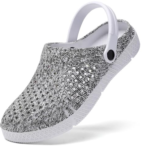 SECHRITE Dam träskor trädgårdsskor slip-on komfort utomhus strandtofflor lätta vattentäta sommarsandaler - fjärilstryck, Grå, 39.5 EU