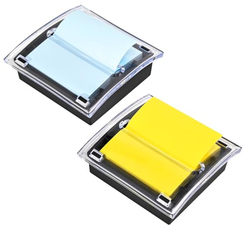 WERJOURU Pop Up Sticky Note Dispenser,3x3 Inches,Sticky Note Holder, Black Base,Sticky Note Dispenser for Office Home Classroom Desk Supplies (2 Packs)