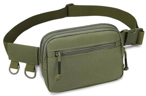 Huntvp Riñoneras Hombre Riñonera Mujer Sling Bag Impermeable Hombre Antirrobo Bolsa de Cintura Pequeño Bolso para Correr Viaje Senderismo Deportiva, Verde