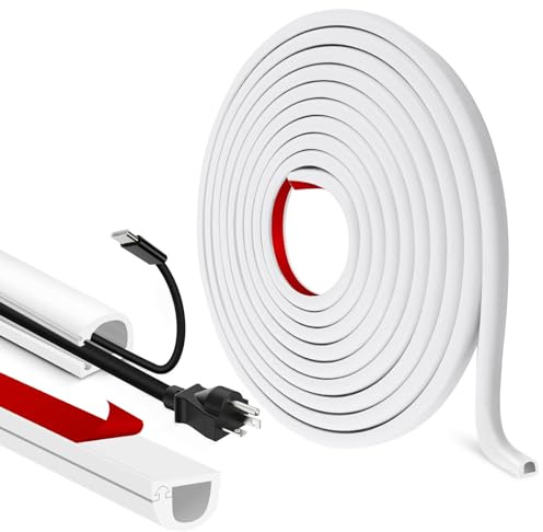 Canalina passacavi adesiva canaline per cavi elettrici semicircolare copricavi flessibile copri fili per TV muro pavimento (Bianco, 7mm×14mm×1m)
