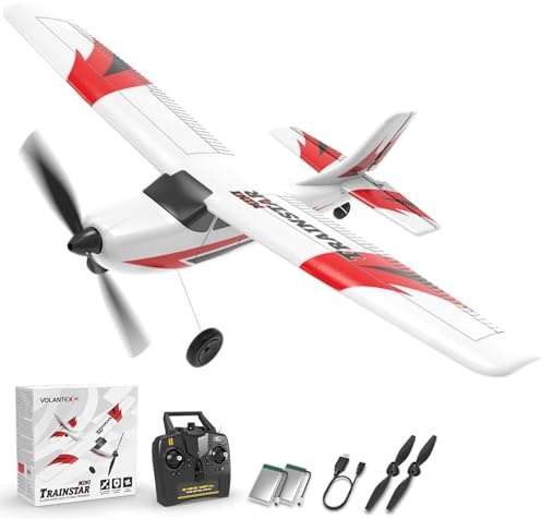 volantexrc RC Plane Trainer 3CH Remote Control Airplane with Prop Saver, 6-Axis Gyro Stabilizer & 3 Modes to Fly, Hobby Radio Controlled Aircraft RTF for Beginners & Adults (400mm,Red)