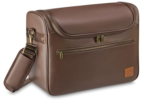 Equimour Putztasche Pferd – Robuste & Wasserabweisende Putzbox aus veganem Leder – Viel Stauraum & Flexible Klett-Fächer – mit Tragegurt – Pferdezubehör für Stall & Turnier