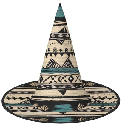 Chapeaux de sorcière d'Halloween avec motifs amérindiens - Chapeau de sorcière flottant pour homme et femme - Accessoires de costume d'intérieur et d'extérieur - Décorations d'Halloween pour porche