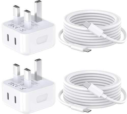 for iPhone 17 16 15 Charger, 2 Pack [Apple MFi Certified] 20W Dual USB C Charger Fast Charge with 2M USB C to C Charging Cable for iPhone 17/17 Pro/17 Pro Max/Air/16 15 Pro Max, USBC UK Power Adapter