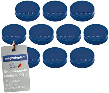 Ergo Magnete Medium, Durchmesser 30 x 8 mm, 10 Stück, dunkelblau