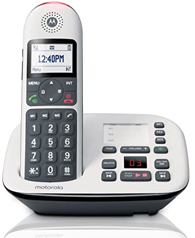 Motorola CD5011 Cordless Phone with Answering Machine and 1 Handset | DECT 6.0, Big Buttons, Large Backlit Display, Audio Assist Volume Boost, Call Blocking, 30-Minute Digital Recorder