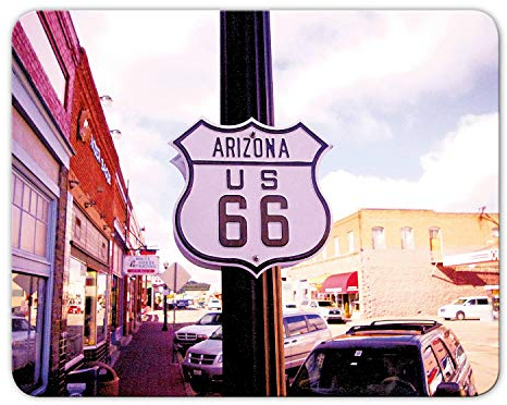 Addies Mousepad 'Route 66' schönes Mauspad Motiv in feiner Cellophan Geschenk-Verpackung mit Kautschuk Untermaterial, 24x19cm - MP10