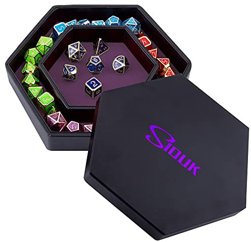 SIQUK Tavola Dadi PU e Velluto Vassoio per Dadi per DND RGP Giochi da Tavolo, Viola