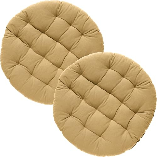 REDBEST Stuhlkissen, Stuhlauflage, Sitzkissen Uni 2er-Pack beige Größe 37 Ø - gesteppt, mit glatten, strapazierstarkem Gewebe (weitere Farben)