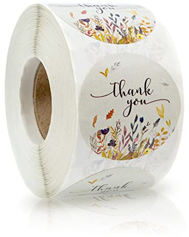 jiuzcare Adesivi Etichetta Grazie 3,8 cm Adesivi Rotonda 500 Pezzi Etichette Ringraziamento Thank You Adesivi Etichetta Regalo Autoadesivo Imballaggio Busta Adesivi, H102