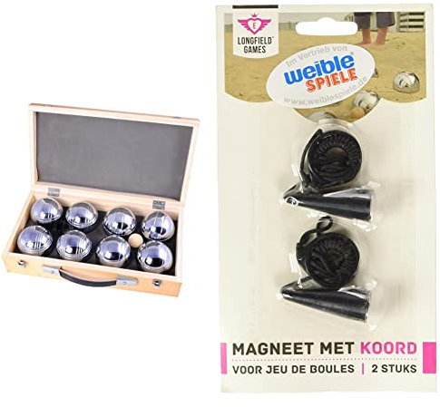 Engelhart - 010206 - Petanque Kugeln Set (8 boulekugel) Luxus Petanque Spiele - Boules-Set In Holzkiste, 8 Stuck- Jeu de Boules - & weiblespiele 010160 - Boules-Kugelmagnet