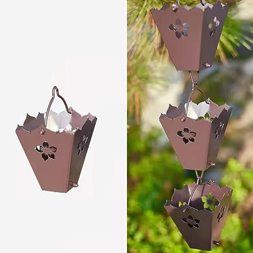 Regenkette Funktionelle Regenkette 1m/1,5m/2m/3m, Dekorative Tassen Ersetzen Dachrinnen-Fallrohr-Umsteller, Metallregenfängerkette Im Freien, Kunstgeschenke für Die Familie ( Color : A , Size : 2.4m/7