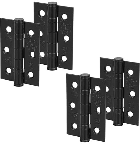 Decoranddecor Door Hinges Internal - Fire Rated - 3inc / 76mm - Ball Bearing - Steel - Matt Black - 2 Pairs
