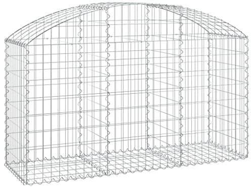 Parterre surélevé en Gabion arqué, jardinière en Cage à Pierre, Lit Surélevé à Gabion, Parterre de Fleurs Jardin Terrasse Extérieur Jardinière Panier à Pierres, 150x50x80/100 cm Fer galvanisé