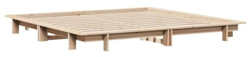 vidaXL Cadre de Lit Double 160x200 cm en Bois de Pin Massif - Meuble de Chambre à Coucher Avec Sommier