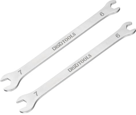 sourcing map 2 chiavi sottili con estremità aperta, 6 mm x 7 mm, in acciaio inox cromato 3cr13, chiavi sottili a doppia estremità per manutenzione domestica e riparazioni generali