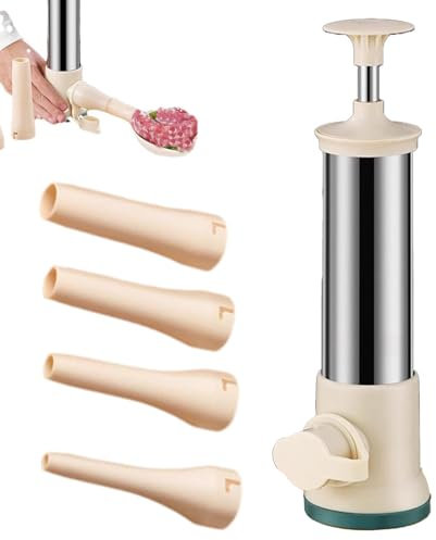 Embutidora de carne manual para hacer salchichas con 4 tubos de relleno Embutidora de salchichas manual, máquina para hacer salchichas desmontable Relleno de carne de acero inoxidable Máquina