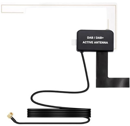 Antenna DAB per Auto con Connettore SMB Maschio, Adesiva da Finestrino con Cavo da 3 Metri, per Radio DAB e DAB+ Universali, Compatibile con Autoradio Pioneer Kenwood JVC Alpine, Amplificata per Migli