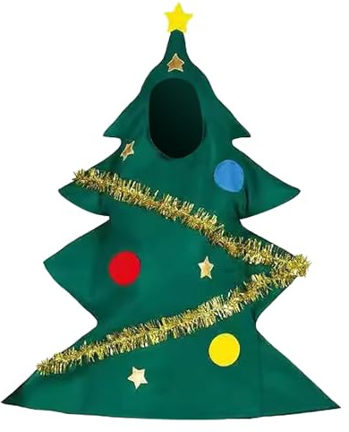 Generisch Disfraz de árbol de Navidad para niños, vestido de fiesta brillante, manga corta, diseño de lunares, elegante con capucha, disfraz festivo de carnaval, Verde oscuro., XL