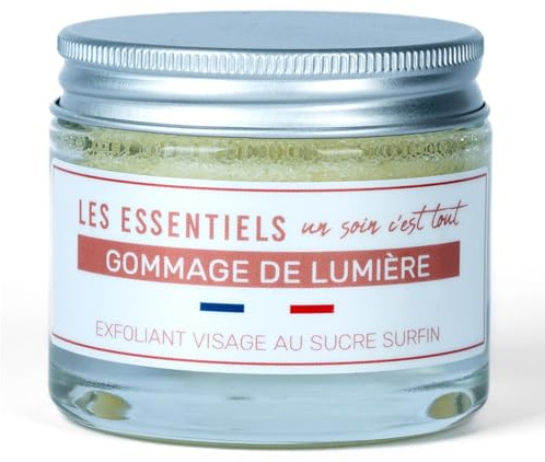 LES ESSENTIELS Gesichtspeeling Strahlkraft - 100% Natürliches Zucker-Peeling - Veganes & sanftes Hautpeeling für glatte & strahlende Haut - Zertifiziert „COSMOS Natural“, Made in France, 50 ml