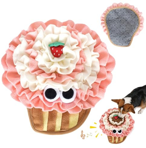 KASESSS Tapis de Fouille Chien, Tapis de Fouille Snuffle Mat, Conception d'un Gâteau aux Fraises Tapiss de Fouilles Chat, Antidérapant Tapiss Fouilles Chien, Pliable Entraînement Cognitif Enrichissant