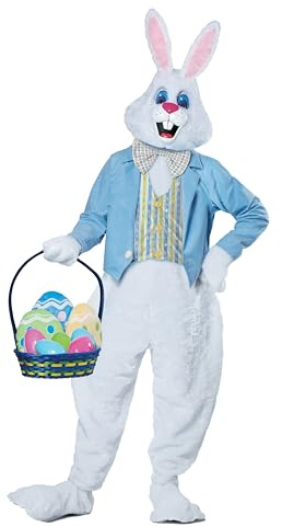 California Costumes Men's Deluxe Easter Bunny, White/Blue, Small/Medium