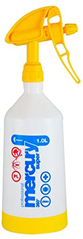 Kwazar - Mercury Super Pro+ Sprühflasche mit 360 System und Double-Action Sprühkopf Gelb, 1L