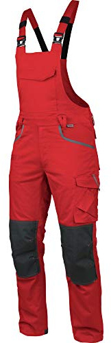 WÜRTH MODYF Arbeitslatzhose Stretch X - professionelle Arbeitshose für Herren - Latzhose mit Reißverschluss - in der Größe 48 in Rot