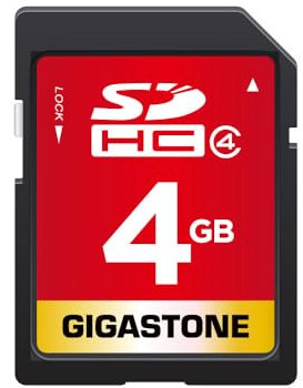 Gigastone Carte Mémoire SDHC 4 Go, Prime Série, Haute Vitesse, Compatible avec Photos, vidéos, Musique, des fichiers vocaux, Caméscope, Caméra, PC, Classe 4, avec 1 Mini étui