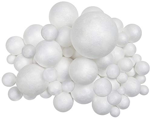 Belle Vous 88er Pack Weiße Styropor Kugeln zum Basteln in 6 Größen - Styropor Kugel Bälle zum Basteln Kunst - Party und Weihnacht Dekoration - Projekte & Haushalt