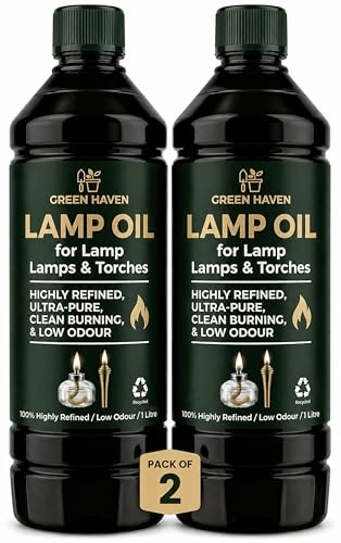 CUQOO Clear Lantern Torch and Lamp Oil in 1L – Lamp Oil Indoor & Outdoor for Garden Burners, Garden Torches, Oil Lamps, Tiki Torches - Oil for Indoor & Outdoor Lamps with Child Safe Lid (2 Pack)