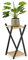 Relaxdays Soporte Macetas, 2 Baldas Efecto Madera, Metal, Taburete Plantas Moderno, 57 x 29 x 29 cm, Negro/Marrón Claro, Tablero de Fibras