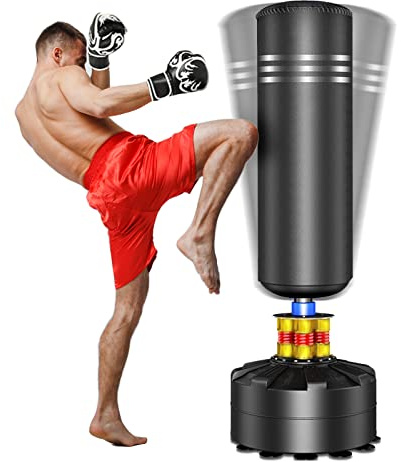 ELEMARA Freestanding Punching Bag with Stand for Adult Youth, Black and Grey (1201X0816)