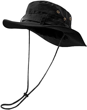 Coolwife Bucket Hats Boonie Hats Wide Brim Foldable Jungle Fishing Hiking Beach Sun Cap (A Black)