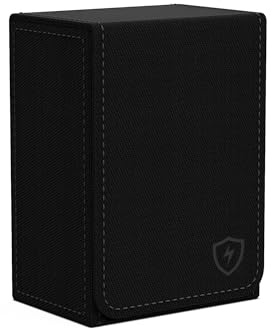 Boltquan Custodia per carte da poker in pelle a due piani, contiene due set di carte da poker, supporto a doppio mazzo di alta qualità con design elegante e chiusura sicura (nero-nero)