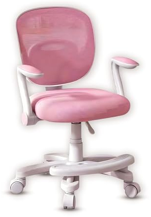 HYGRAD BUILT TO SURVIVE Swivel Study Chair Ergonomic Rolling Adjustable Kids Children Teens 360 Swivel Revolving Chair With Armrest & Foot Rest In Colours (Pink)