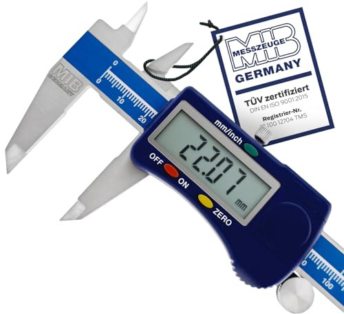 MIB Digitaler Messschieber mit Rolle DIN 862 300mm | Werkzeug für präzise Messungen | Messschieber digital aus Edelstahl | Schieblehre digital mit großem LCD-Display | 4-Fach Messung